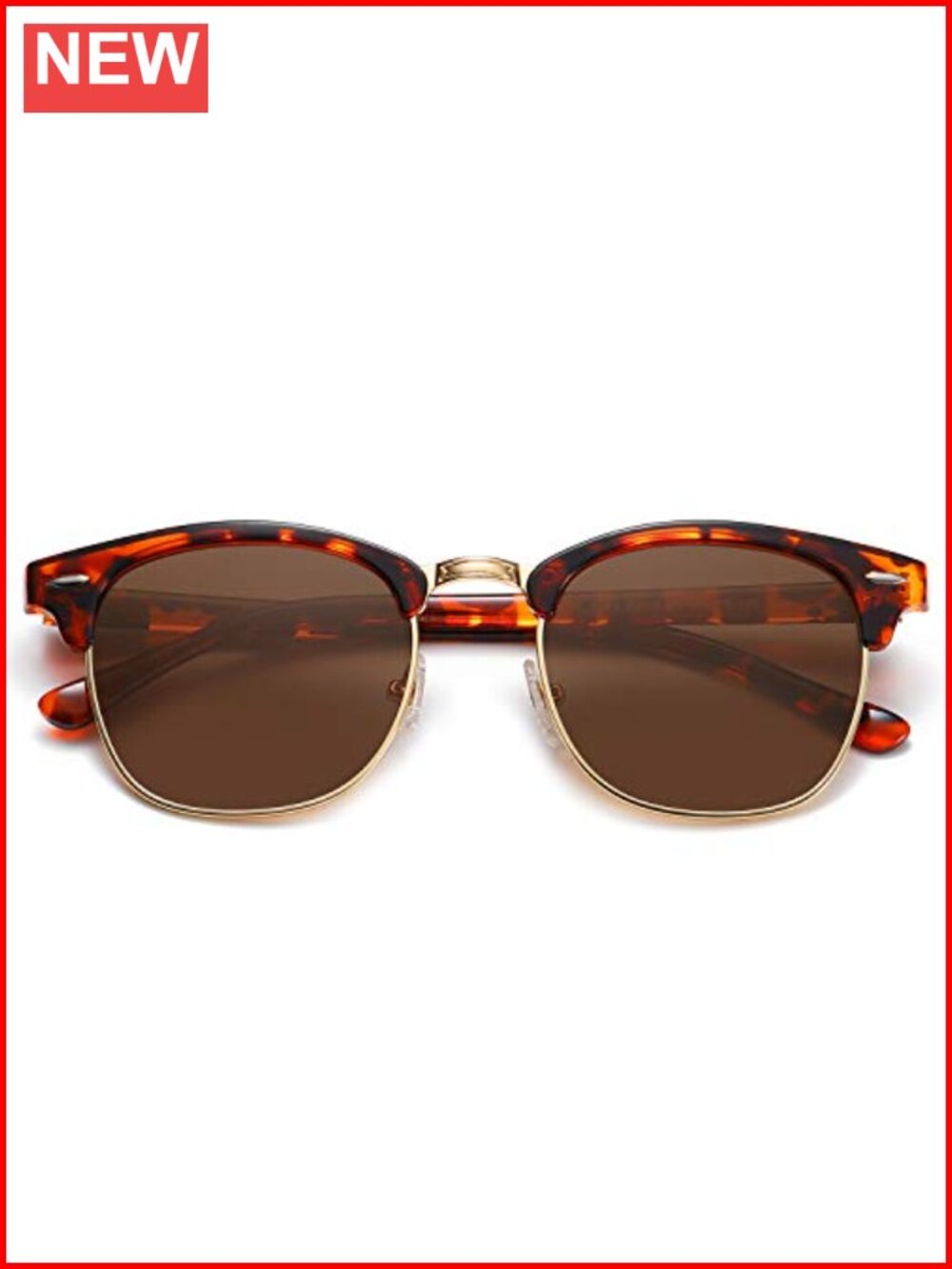 Retro Semi Rimless Polarized Sunglasses UV400 Metal Plastic Square